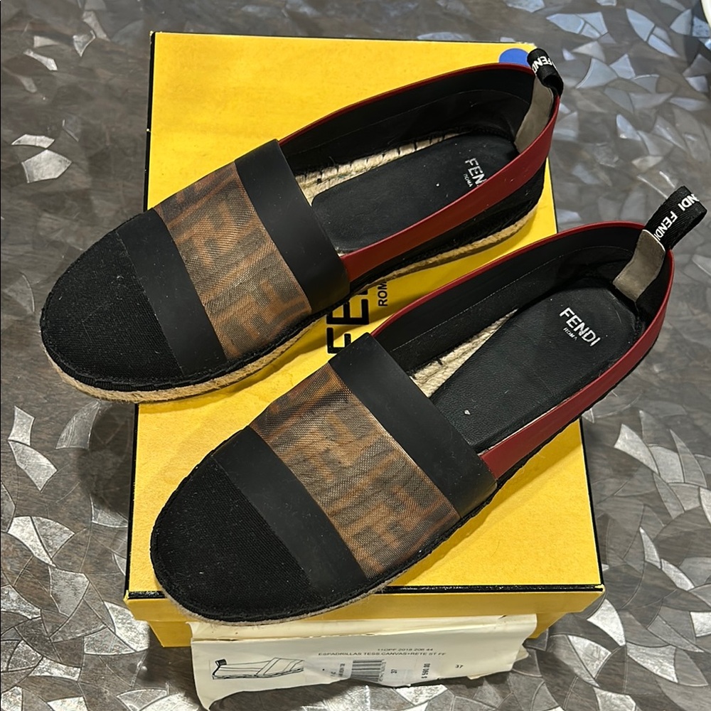 Fendi Black and Brown Espadrilles with Mesh Design $150 OR BEST OFFER